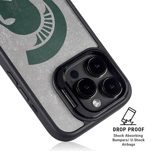 Michigan State University Grey Spartans Logo iPhone 15 Pro Kickstand Case